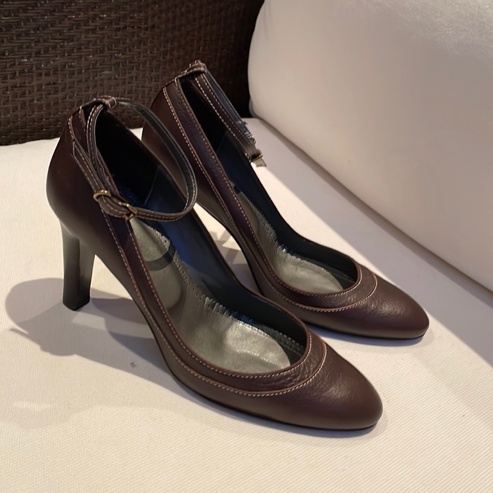 Jcrew heel pumps in brown espresso leather size 7